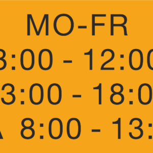Öffnungszeitensticker magnetisch Mo-Fr 8-12, 13-18, Sa 8-13